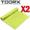 TOORX Kit Risparmio Toorx con 2 Materassini per Yoga con Superficie Antiscivolo colore Verde Lime - dimensioni 173x60x0,4 cm