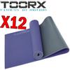 TOORX KIT MAXI RISPARMIO TOORX con 12 Materassini Yoga Bicolore Viola e Grigio Antracite - Dimensioni 173x60x0,6 cm