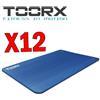 TOORX PROFESSIONAL LINE Kit Maxi Risparmio con 12 Materassini fitness Pro azzurri con occhielli cromati - Dimensioni 100x61 cm, spessore 1,5 cm
