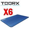 TOORX Kit Super Risparmio con 6 Materassini fitness Pro azzurri con occhielli cromati - Dimensioni 100x61 cm, spessore 1,5 cm