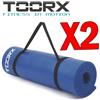 TOORX Kit Risparmio Toorx con 2 Materassini fitness blu con maniglia di trasporto spessore 1,2 cm - Dimensioni 172x61 cm
