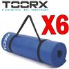 TOORX Kit Maxi Risparmio Toorx con 6 Materassini fitness blu con maniglia di trasporto spessore 1,2 cm - Dimensioni 172x61 cm