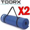 TOORX PROFESSIONAL LINE Kit Risparmio 2 Materassini Fitness Toorx Pro Blu con Occhielli, 172x61 cm, Spessore 15 mm