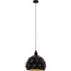 Eglo Roccaforte Lampadario a 1 luce, lampada a sospensione in acciaio, nero, oro, attacco: E27, diametro: 40 cm