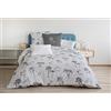 HOME LINGE PASSION Home Passion | Copripiumino - 3 Pezzi | 100% Cotone - 57 Fili | 2 Persone - 240 x 260 cm |TINGHIR - Bianco E Grigio