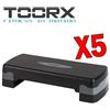 TOORX Kit Maxi Risparmio Toorx con 5 Step Training Gradini per Aerobica regolabili su 2 altezze - Dimensioni 68x28 cm