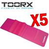 TOORX Kit Super Risparmio con 5 Fasce Elastiche Fucsia Latex-Free resistenza Light - dimensioni 150x15 cm, spessore 0,35 mm