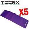 TOORX Kit Super Risparmio con 5 fasce elastiche latex-free viola resistenza forte - Dimensioni 150x15 cm, spessore 0,65 mm