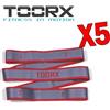 TOORX PROFESSIONAL LINE KIT MAXI RISPARMIO TOORX con 5 Bande elastiche in tessuto con asole, resistenza light 10 kg - Lunghezza 145 cm