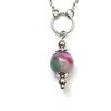 ThurColas Collana choker donna in acciaio inox con pendente perla in pietra naturale e anello metallico (Viola e blu)