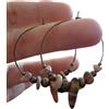 Generic ◦ - ● ◉✿❁ BRONZE LANDSCAPE JASPER STONE HOOP ❁✿◉ ● - ◦ ORECCHINI unici in bronzo beige marrone realizzati con materiali naturali, diaspro in diverse forme