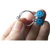 Generic ✿ CERCHI IN ACCIAIO INOX SMALL MANDALA DISC HOOPS ✿ piccoli orecchini rotondi a gancio in azzurro - blu, antiallergici