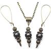 ThurColas Parure bohémien da donna color bronzo antico con collana e orecchini in pietra naturale (Nero)