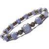 Generic Bracciale vintage da donna color bronzo antico con pietre naturali su filo elastico (Viola)