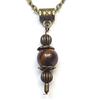 ThurColas Collana vintage da donna color bronzo antico con pendente in pietra naturale e catena rétro (Marrone)