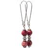 ThurColas Orecchini a cerchio donna vintage con perle in giada bianca tinta ematite o turchese ricostituito - chiusura a leva in acciaio inox - fatti a mano in Francia (Rosso e verde)