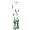 ThurColas Orecchini a cerchio donna vintage con perle in giada bianca tinta e turchese ricostituito - chiusura a leva in acciaio inox - fatti a mano in Francia (Blu)