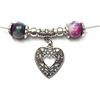 Generic Collana di perle di giada per donna tinta di viola, blu e bianco con pendente in filigrana a forma di cuore
