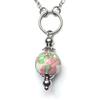 ThurColas Collana choker donna in acciaio inox con pendente perla in pietra naturale e anello metallico (Rosa e verde)