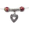 Handmade Collana di perle di giada per donna tinta di rosso e verde con pendente in filigrana a forma di cuore