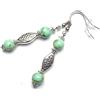 ThurColas Orecchini pendenti donna etnici con perle in pietra naturale giada bianca tinta ematite o turchese ricostituito stile boho chic fatti a mano in Francia (Blu)