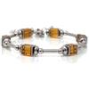 Generic Bracciale rigido da donna in acciaio inossidabile con perle di vetro color cioccolato