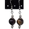 ThurColas Orecchini donna in acciaio inox con perle multicolore in pietre naturali - design essenziale ed elegante (Marrone)