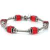 ThurColas Bracciale rigido donna perle in vetro stile chic moderno acciaio inox fatto a mano in Francia (Rosso)