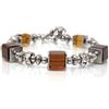 Generic Bracciale rigido donna perle in vetro e cristalli stile chic acciaio inox fatto a mano in Francia (Marrone)
