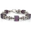 Generic Bracciale rigido donna perle in vetro e cristalli stile chic acciaio inox fatto a mano in Francia (Viola)