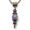 Generic Collana bohémien da donna color bronzo antico con pendente in pietra naturale e catena vintage (Azzurro)