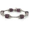 ThurColas Bracciale rigido donna perle in vetro stile chic moderno acciaio inox fatto a mano in Francia (Viola)