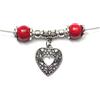 Handmade Collana da donna in perle turchesi ricostituite rosse e pendente in filigrana a forma di cuore