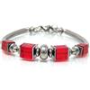Generic Bracciale rigido rosso da donna in acciaio inossidabile con perle di vetro