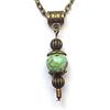 ThurColas Collana vintage da donna color bronzo antico con pendente in pietra naturale e catena rétro (Blu turchese)