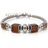 Generic Bracciale rigido di cioccolato da donna in acciaio con perle di vetro