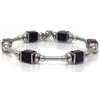 Generic Bracciale rigido da donna in acciaio inossidabile con perle di vetro nero