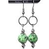 ThurColas Orecchini donna in acciaio inox con anelli e perle multicolore in pietre naturali (Verde e nero)