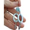 Generic ⊹⊱✿ LEGNO DI COCCO BLU GHIACCIO, ANELLO OVALE E PIUMA - ORECCHINI LUNGHI E LEGGERI ✿⊰⊹ orecchini unici, lunghi e azzurri