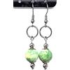 ThurColas Orecchini donna in acciaio inox con anelli e perle multicolore in pietre naturali (Verde e giallo)