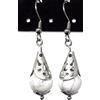 ThurColas Orecchini donna in acciaio inox con perle multicolore in pietre naturali e cono filigranato - design elegante (Bianco)
