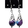 ThurColas Orecchini donna in acciaio inox con perle multicolore in pietre naturali e cono filigranato - design elegante (Blu e viola)