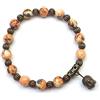 Generic Bracciale in perle di giada bianca tinta multicolore con ciondolo testa di Buddha stile boho vintage acciaio inox fatto a mano in Francia (Arancione e nero)