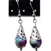 ThurColas Orecchini donna in acciaio inox con perle multicolore in pietre naturali e cono filigranato - design elegante (Viola e blu)