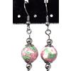ThurColas Orecchini donna in acciaio inox con perle multicolore in pietre naturali - design essenziale ed elegante (Rosa e verde)