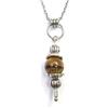 ThurColas Collana da donna in acciaio inox con pendente in pietra naturale dallo stile boho chic (Marrone)