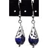 ThurColas Orecchini donna in acciaio inox con perle multicolore in pietre naturali e cono filigranato - design elegante (Blu)