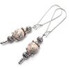 ThurColas Orecchini bohémien da donna in acciaio inox con pietre naturali e cerchi decorativi (Rosa)