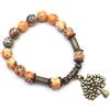 ThurColas Bracciale in perle di giada bianca tinta con ciondolo albero stile boho vintage acciaio inox fatto a mano in Francia (Arancione)