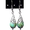 ThurColas Orecchini donna in acciaio inox con perle multicolore in pietre naturali e cono filigranato - design elegante (Blu turchese)